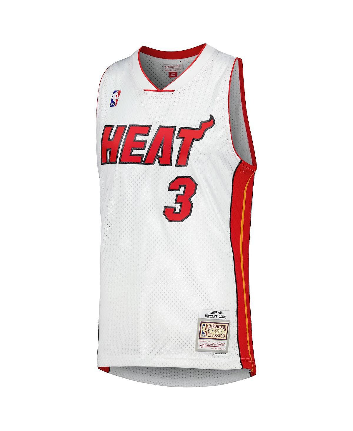 Мужское джерси Dwyane Wade White Miami Heat Hardwood Classics 2005-06 Swingman Mitchell & Ness — фото 3