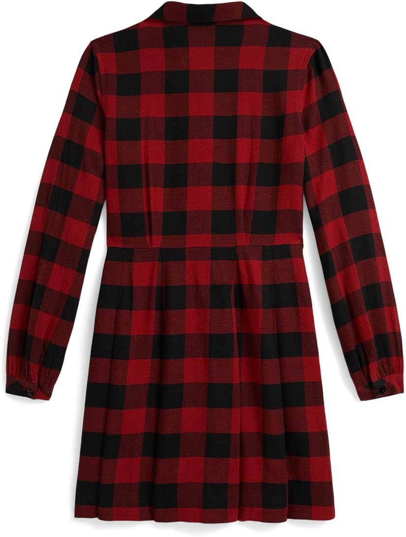 Платье из хлопкового твила в клетку буффало Polo Ralph Lauren Kids, Red/Black Check — фото 2