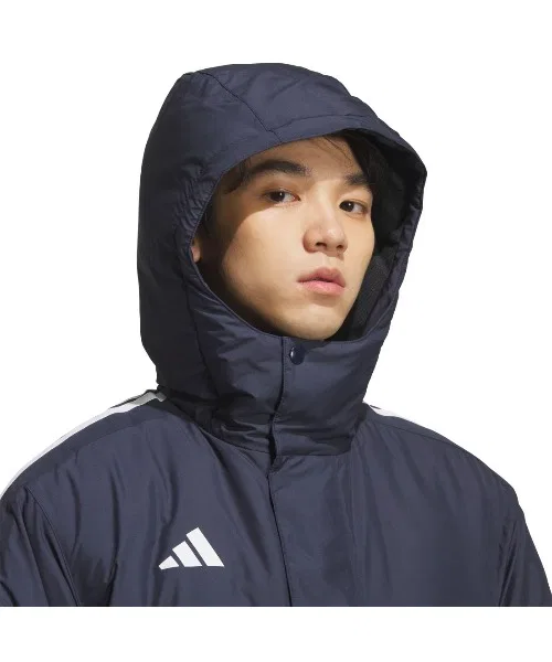 Куртка adidas M длинная стеганая с капюшоном, тёмно-синяя — фото 4