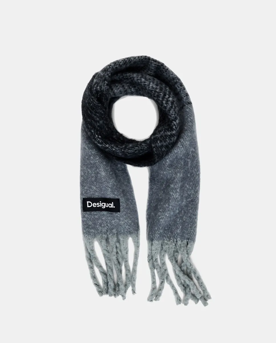 

Длинный шарф в оттенках серого Desigual, черный