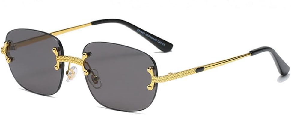 

Популярные солнцезащитные очки 2027 года, маленькие, прямоугольной формы, в стиле ретро, ​​без оправы, с зеркальным покрытием, защита от УФ-излучения UV400 MTZJH, Black