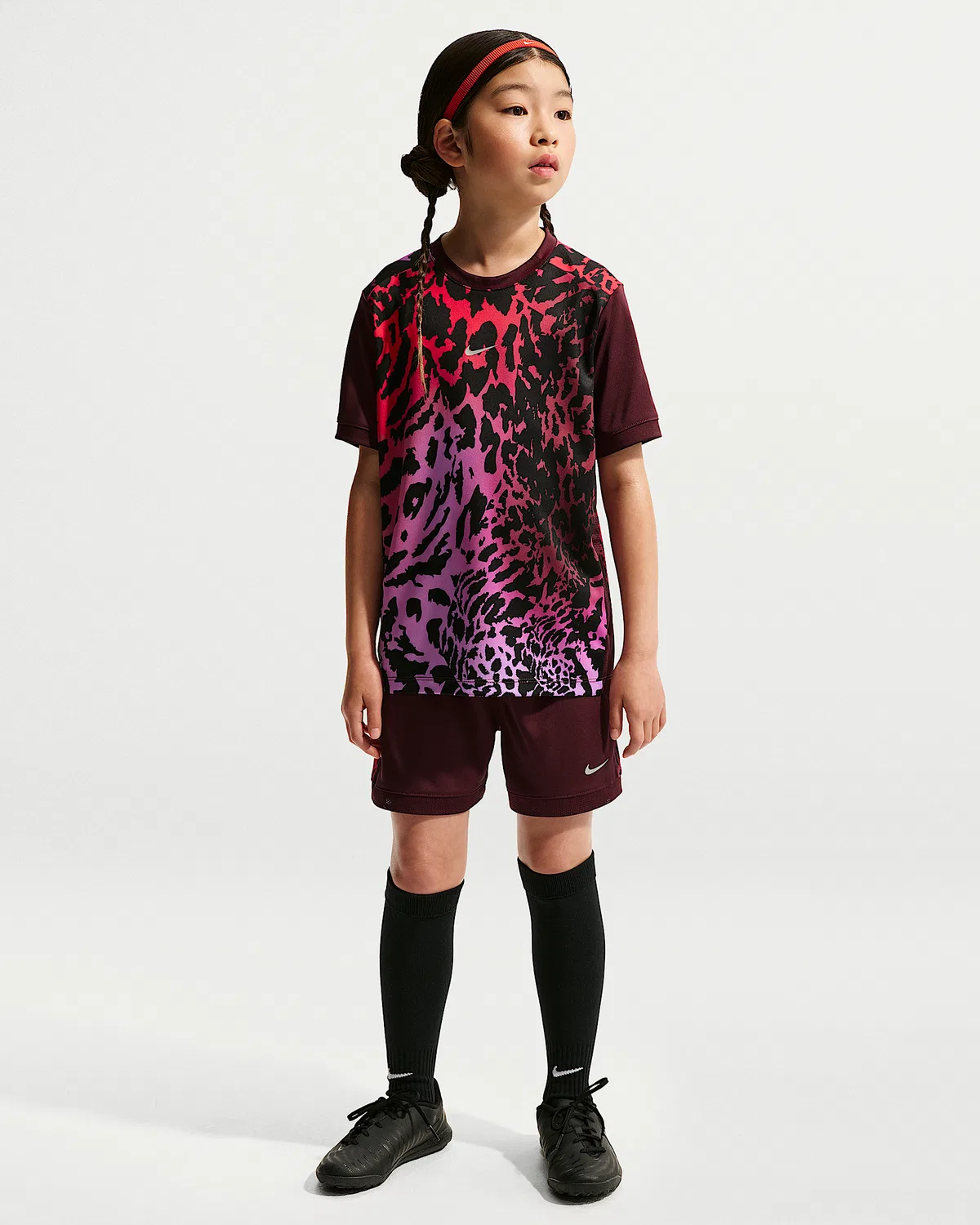 Детская футболка Nike United Academy Dri-FIT, Burgundy Crush/Burgundy Crush/Pure Platinum — фото 4