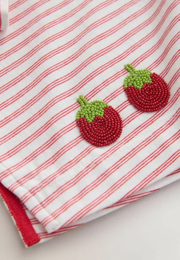Футболка Next, Regular fit beaded tomato oversized boxy t-shirt, красная полоска — фото 3