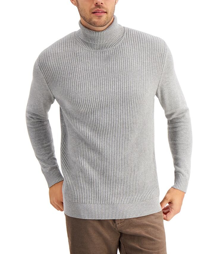 

Мужская водолазка из фактурного хлопка Club Room, цвет Soft Grey Heather