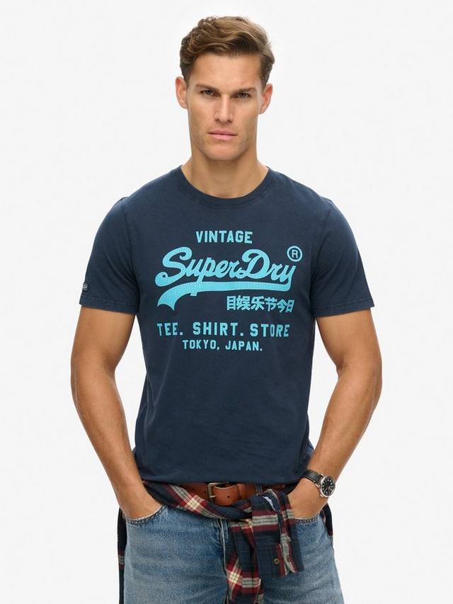 

Неоновая винтажная футболка с графическим логотипом Superdry, цвет Deep Navy