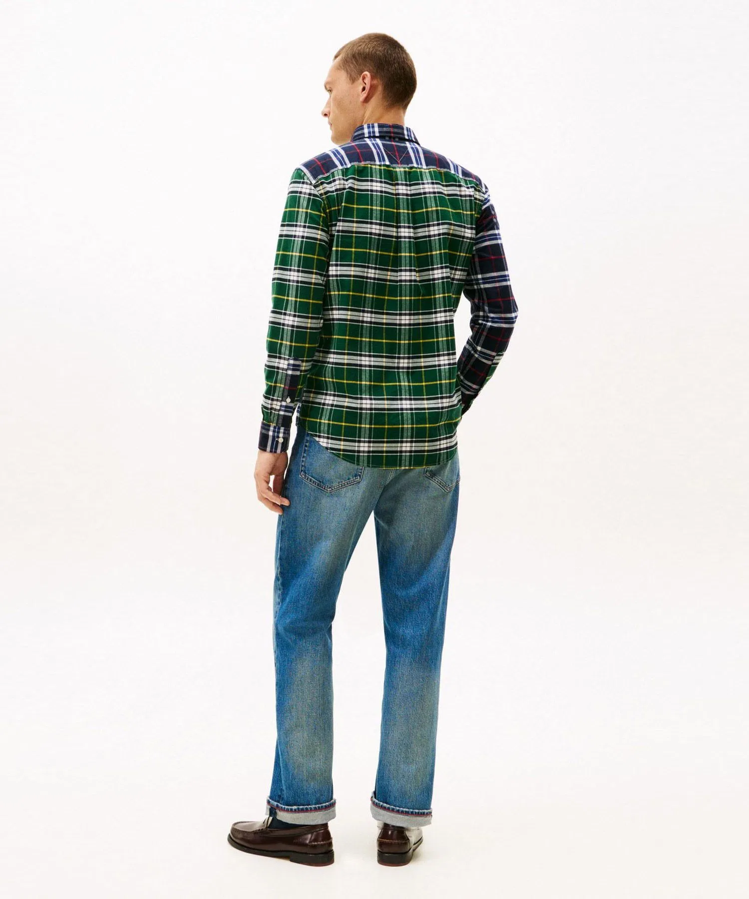 Мужская рубашка в клетку Tommy Hilfiger из хлопка синяя — фото 4