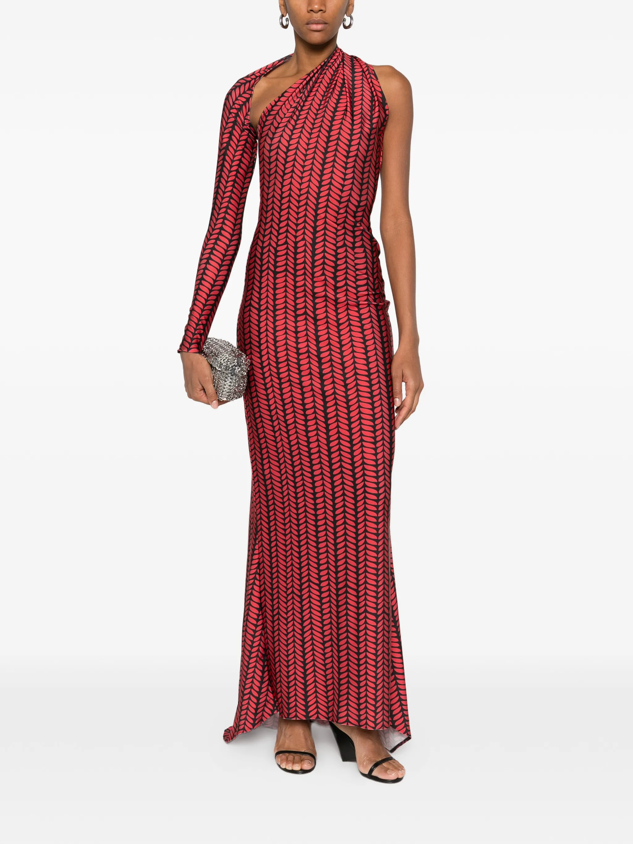 

Платье макси с вырезом на одно плечо Atu Body Couture, красный