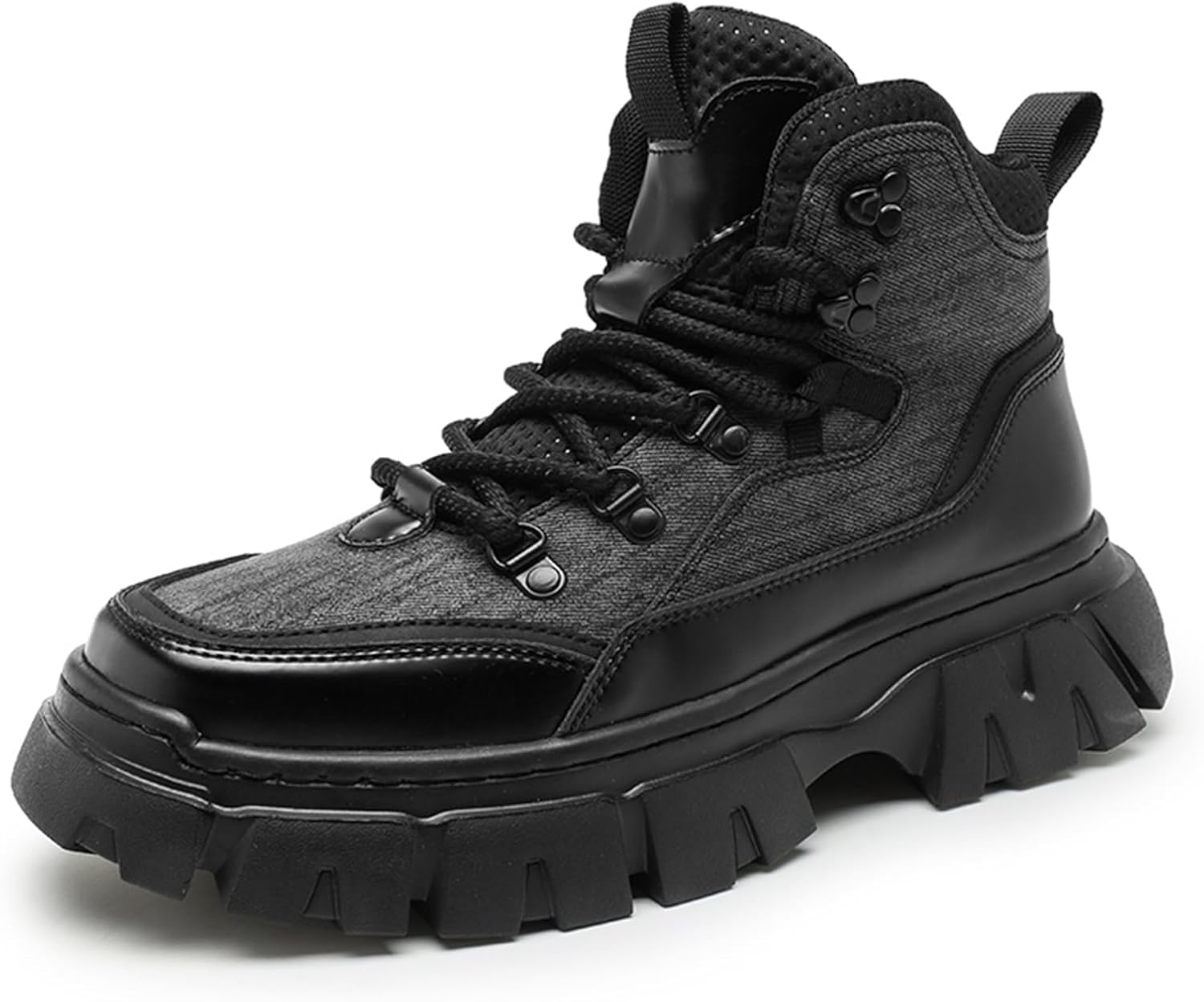

Мужские высокие кеды TengfeiFly на шнуровке, походные ботинки из холщовой ткани с веревочными шнурками, черный