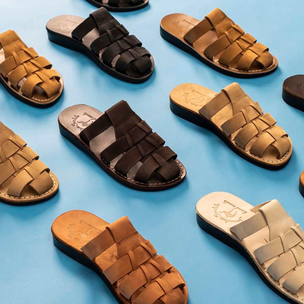 Jerusalem Сандалии Michael Slide - Leather Pacific Slide Сандалии - Mens Jerusalem Sandals, коричневый — фото 4