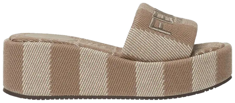 Шлепанцы Fendi Wmns Sunshine Flatform Slides 'Pequin Stripes - Dove Grey Denim', кремовый