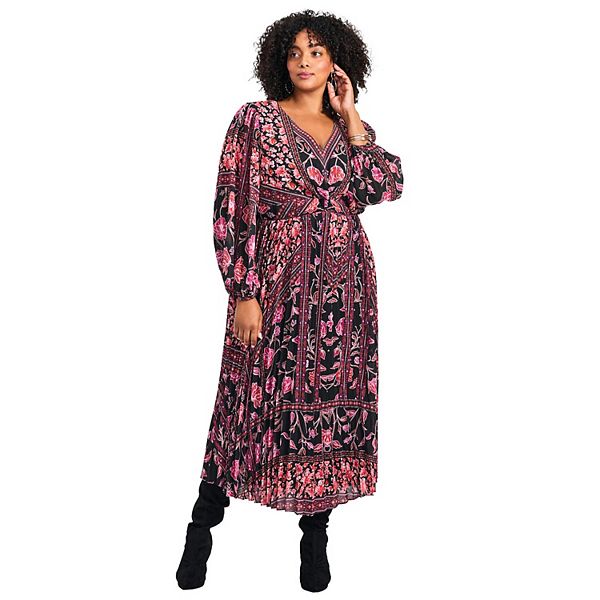 

Женское платье с запахом и плиссировкой Plus Size Harmony Twist Front Avenue, Berry Harmony