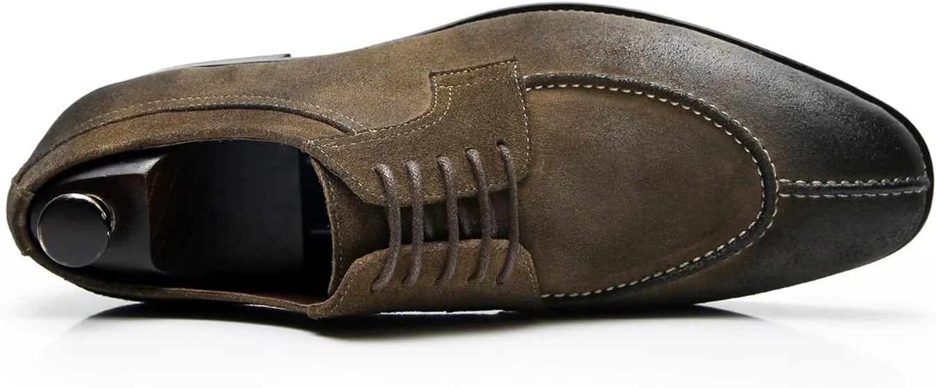 Santimon Men's Oxfords Brown Dress Shoes for Men Formal Fashion Business Casual Derby Brogues Wedding Leather Shoes, коричневый — фото 2