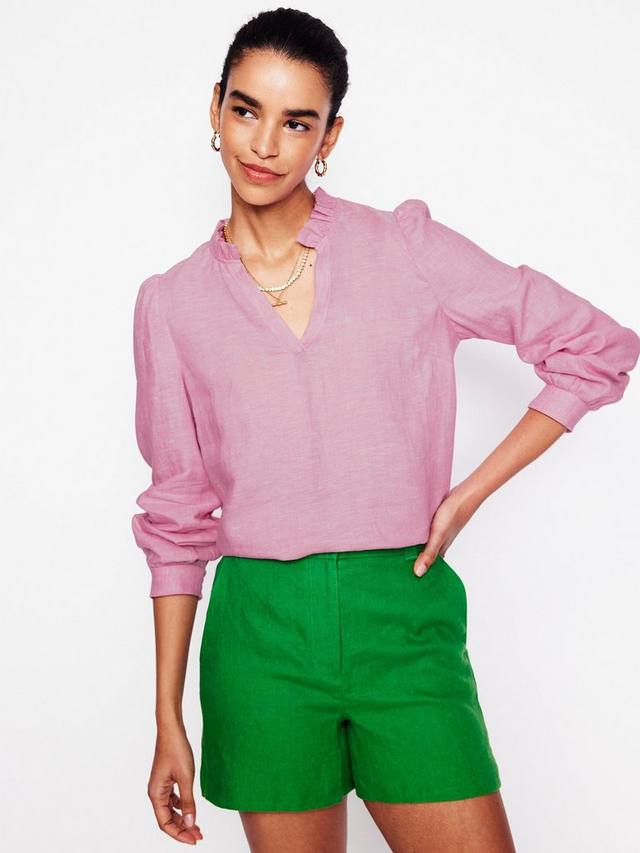 

Изящный топ из чистого льна Boden, цвет Pink Chambray
