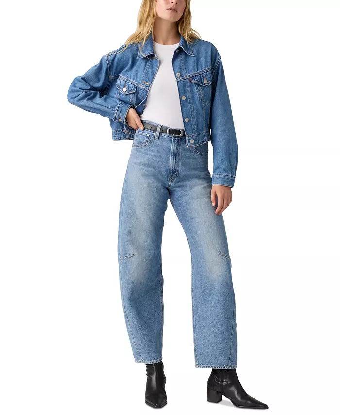 Женские джинсы Cinch с высокой посадкой и бочкообразными штанинами Levi'S, синий — фото 4
