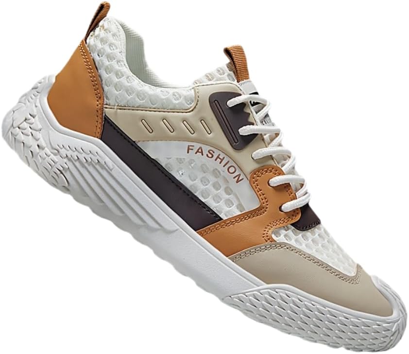 

Мужские летние повседневные кроссовки Hhhchpm - низкие с круглым носком, шнуровкой, комфортной стелькой, дышащей сетчатой подкладкой, модные кроссовки для повседневной носки, бежевый