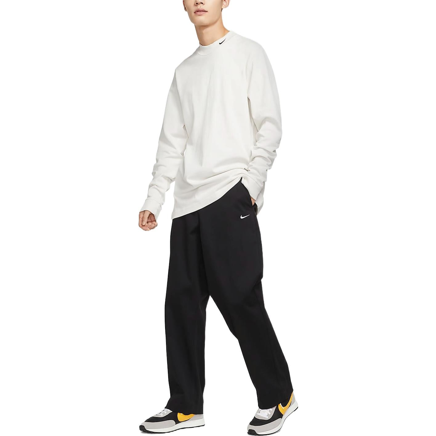 Футболка Nike AS M NL LS MOCK NECK SHIRT 'White Black' DX5869-030, белый — фото 3