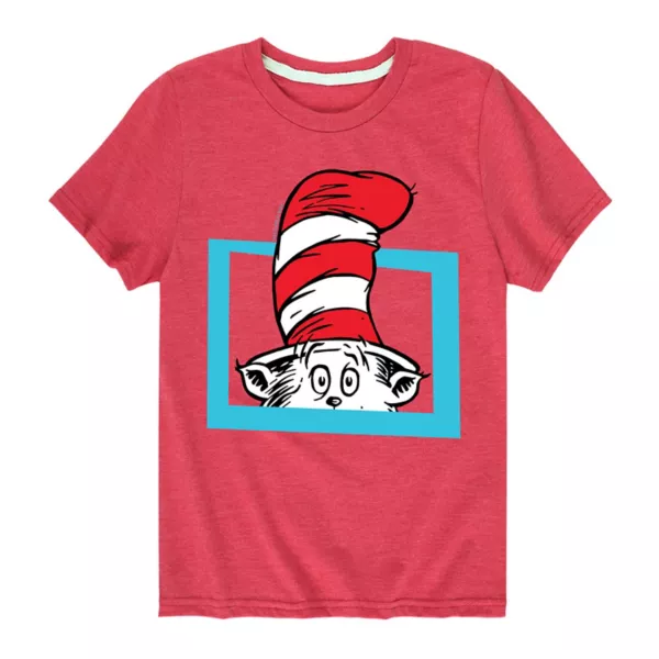 

Мальчики 8-20 лет футболка с принтом "Кот в шляпе" Dr Seuss кот в коробке Licensed Character, красный