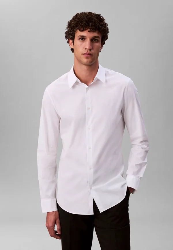 Однотонная эластичная приталенная рубашка Calvin Klein, Brilliant White
