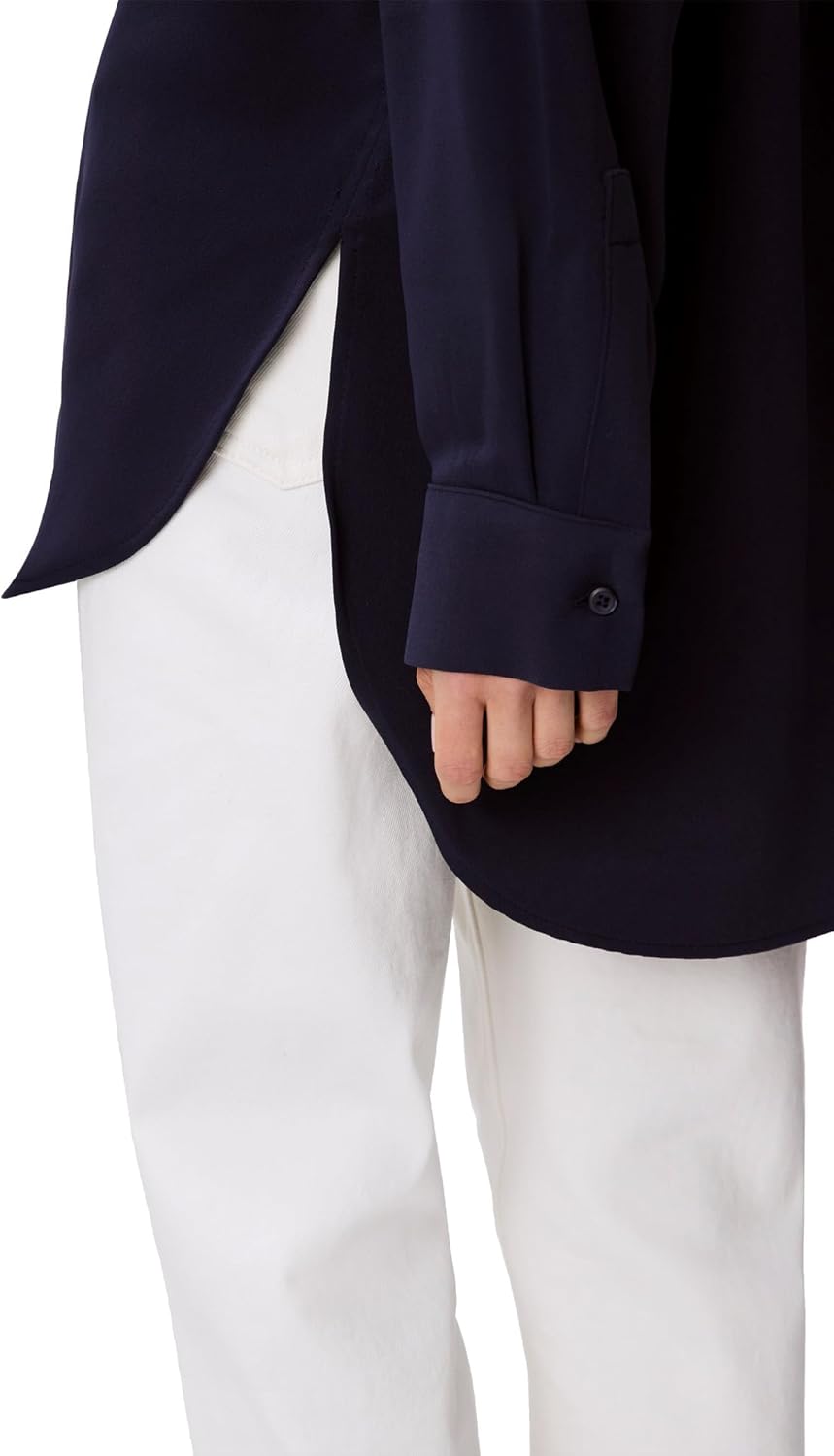 Женская свободная блузка Calvin Klein с V-образным вырезом, Baritone Blue — фото 4