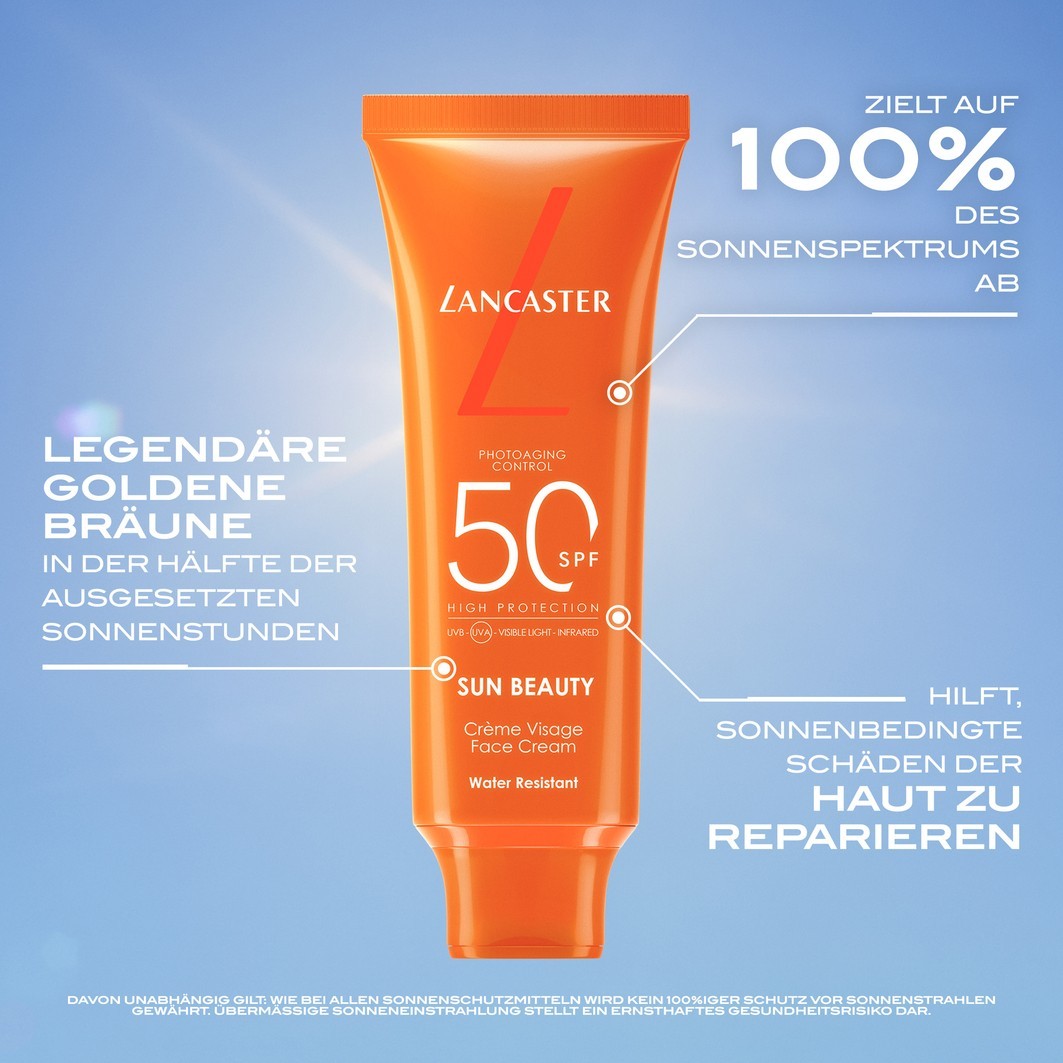 Солнцезащитный крем sun care sun beauty face cream spf30 Lancaster, объем 50 мл — фото 3