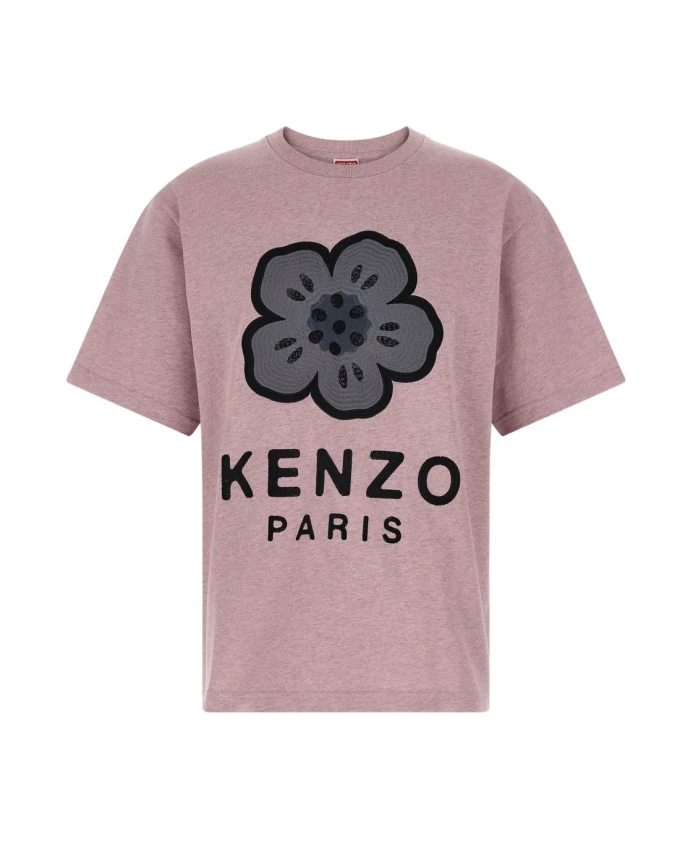 

Розовая футболка с вышитыми цветами Boke Kenzo, розовый