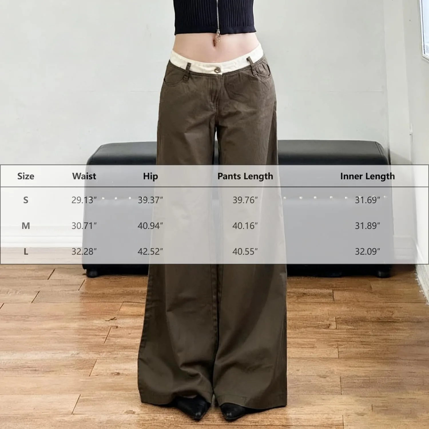 Женские джинсы low waisted baggy, relaxed fit, straight, wide leg, boyfriend, vintage, brown — фото 4