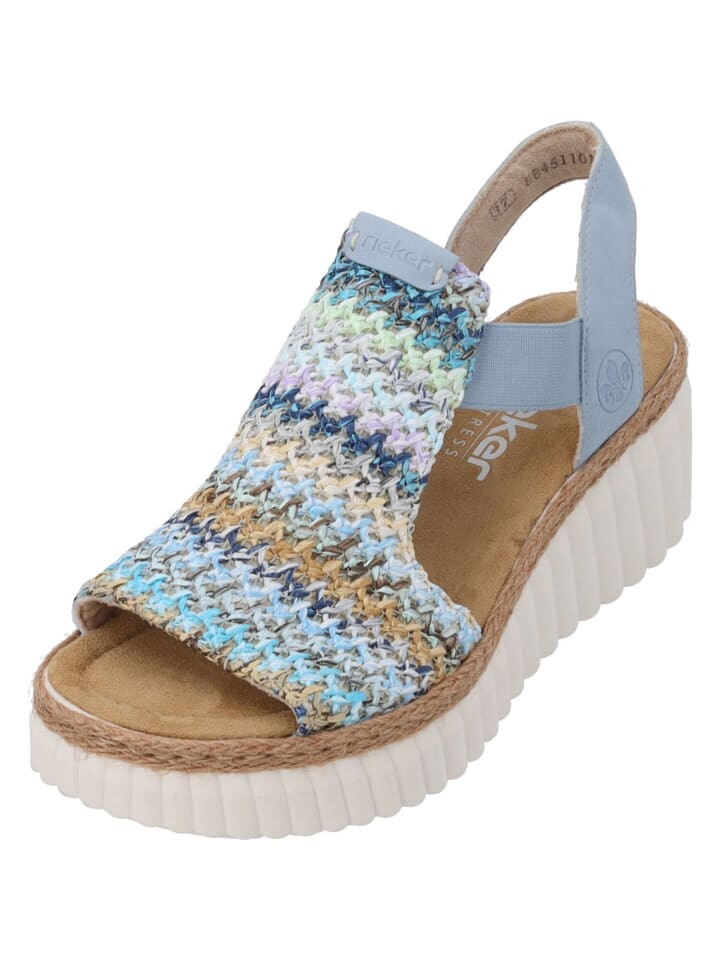 Сандалии на плоской подошве rieker, цвет blau/multi/aqua
