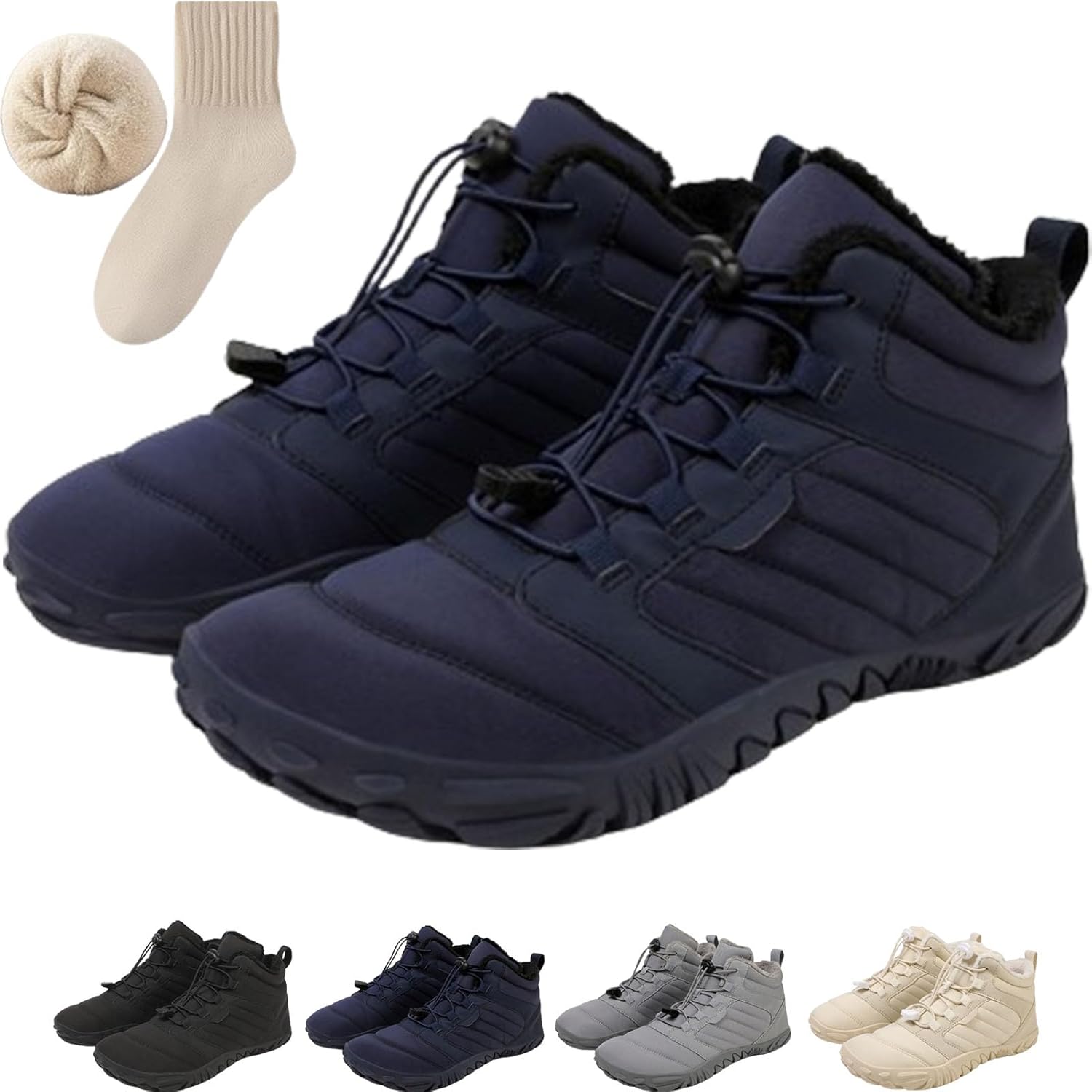 

Зимние походные ботинки для женщин и мужчин, водонепроницаемые, теплые, повседневные снежные, с нескользящей подошвой, минималистичная обувь для прогулок на открытом воздухе Generic, синий