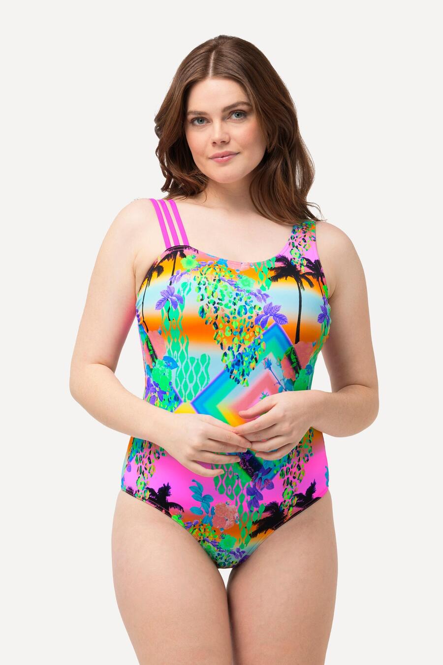 

ULLA POPKEN Женский купальник с мягкими чашками и сетчатой подкладкой с тремя лямками спереди