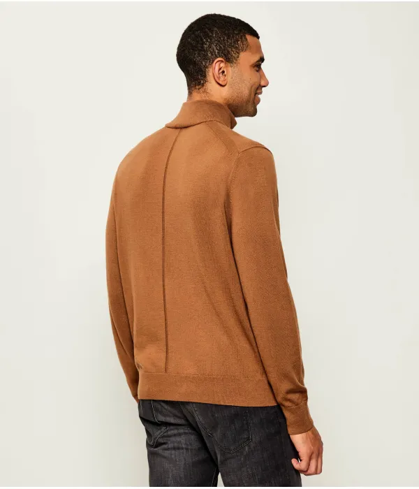 Шерстяная водолазка Regular fit Calvin Klein, коричневый — фото 3
