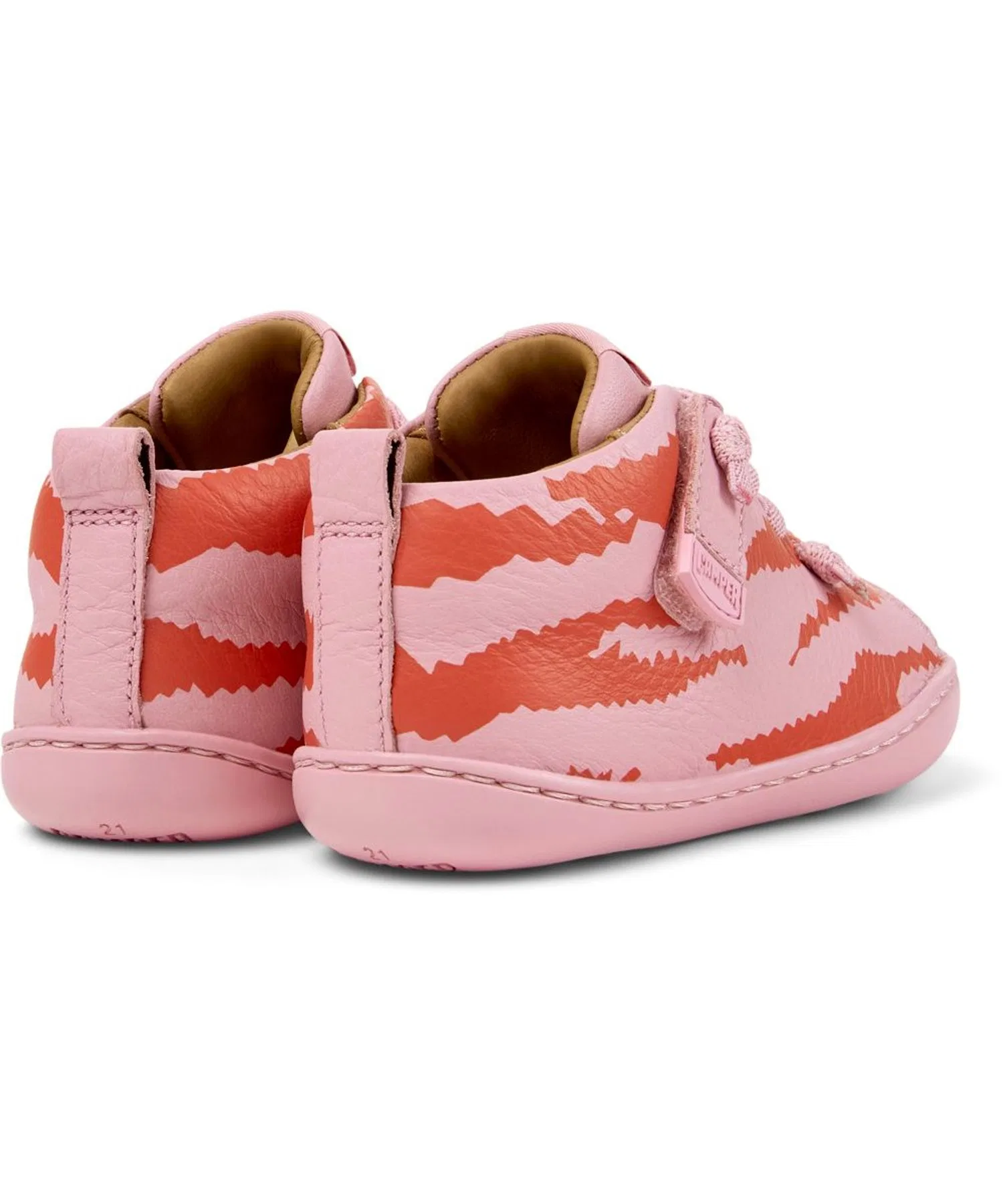 Детские кожаные кроссовки CAMPER TWINS с тигровым принтом розовые — фото 3