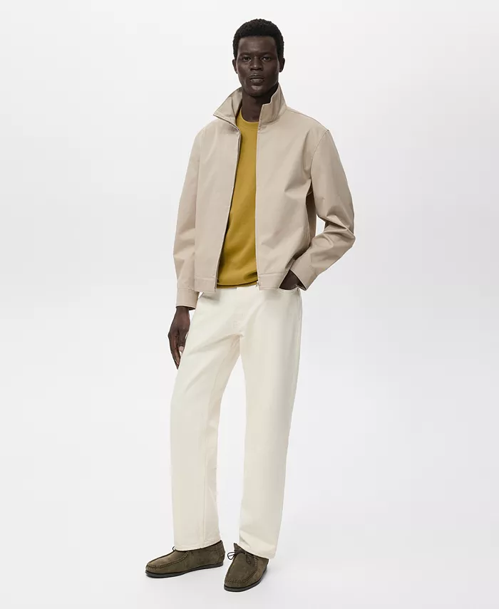 

Мужская куртка на молнии из хлопка Mango, загар/бежевый