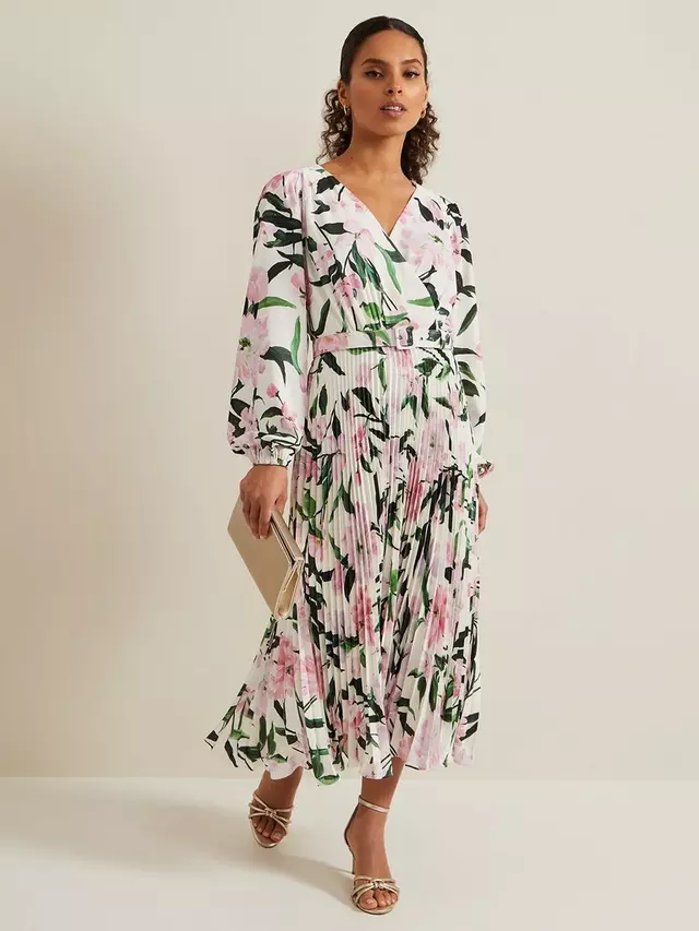 

Платье Phase Eight Petite Penny Floral Pleated Midi, цвет white/multi