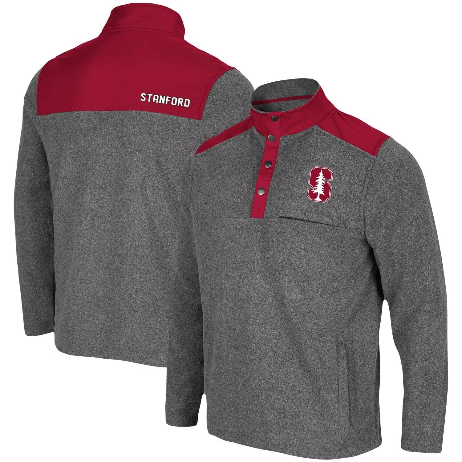 

Мужской темно-серый/Cardinal Stanford Cardinal Huff Snap Pullover Colosseum
