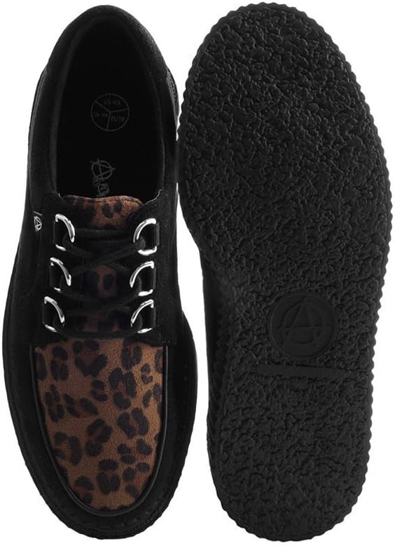 Кроссовки T.U.K. Faux Suede Creeper для женщин и мужчин, 3-шнуровые туфли с переплетением, Классический круглый носок и подошва, Комфорт для повседневной носки, Leopard — фото 4