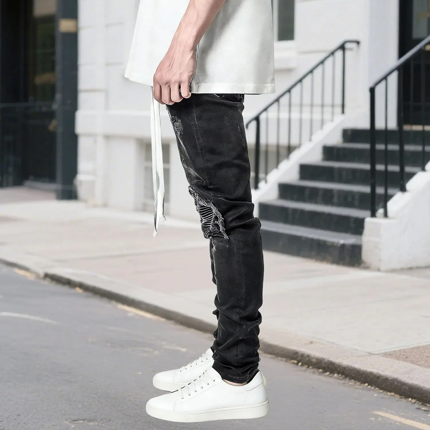 Джинсы Slim Fit Ripped, Black — фото 3