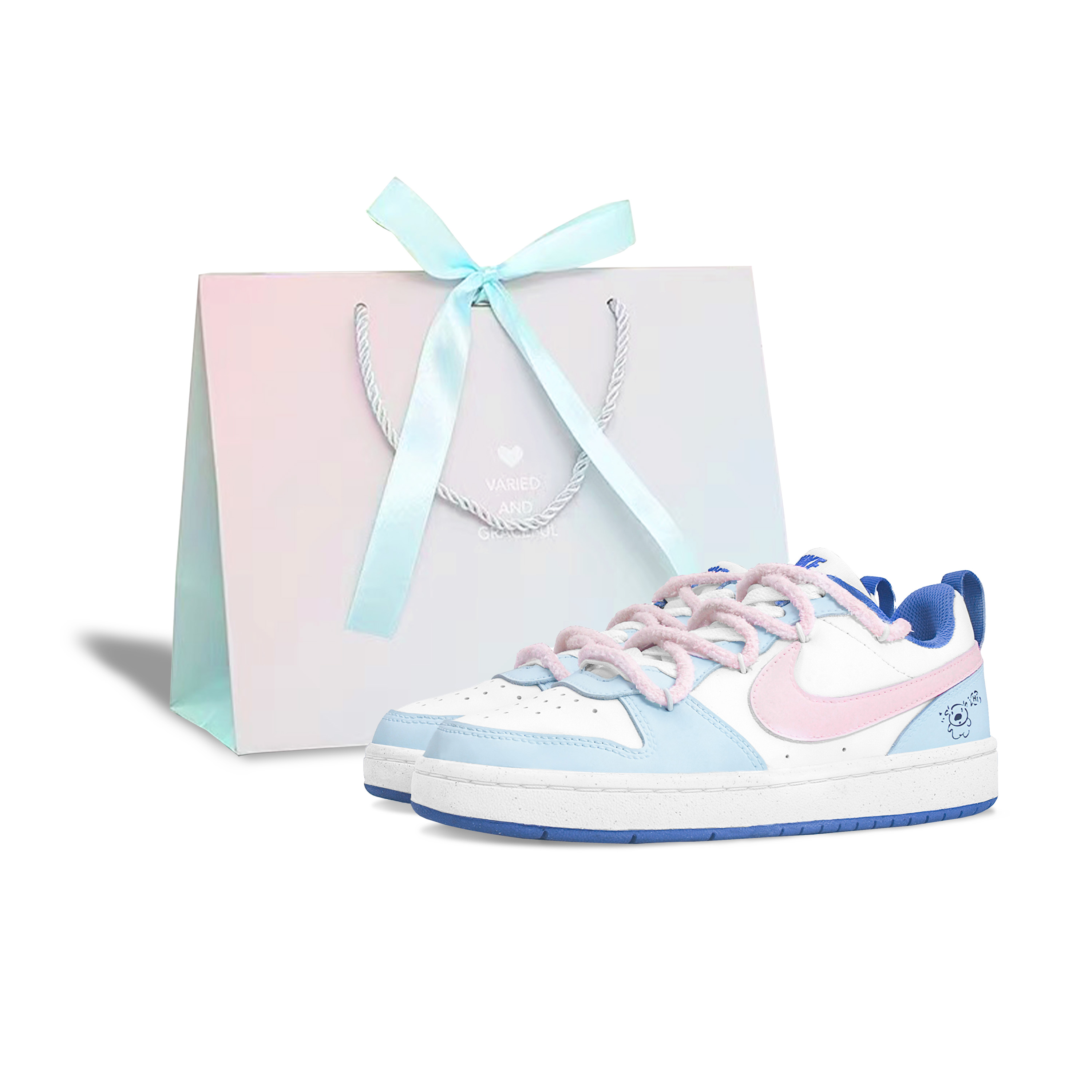 

Court Borough Hello Kitty милые нескользящие амортизирующие износостойкие низкие скейтерки Nike, голубой