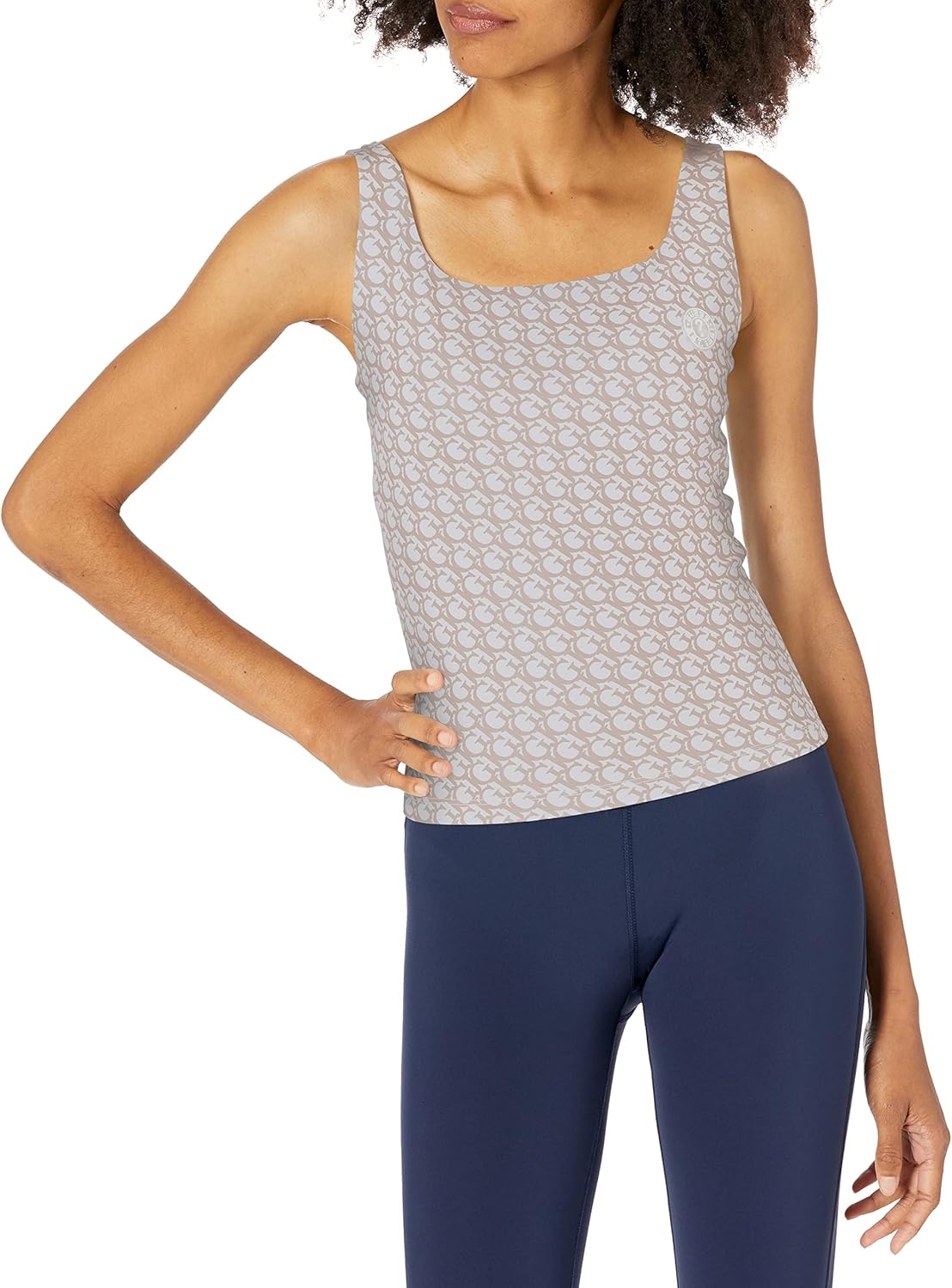 

Женский спортивный бюстгальтер без рукавов GUESS Caitlin Logomania Eco, Logomania Light Brown