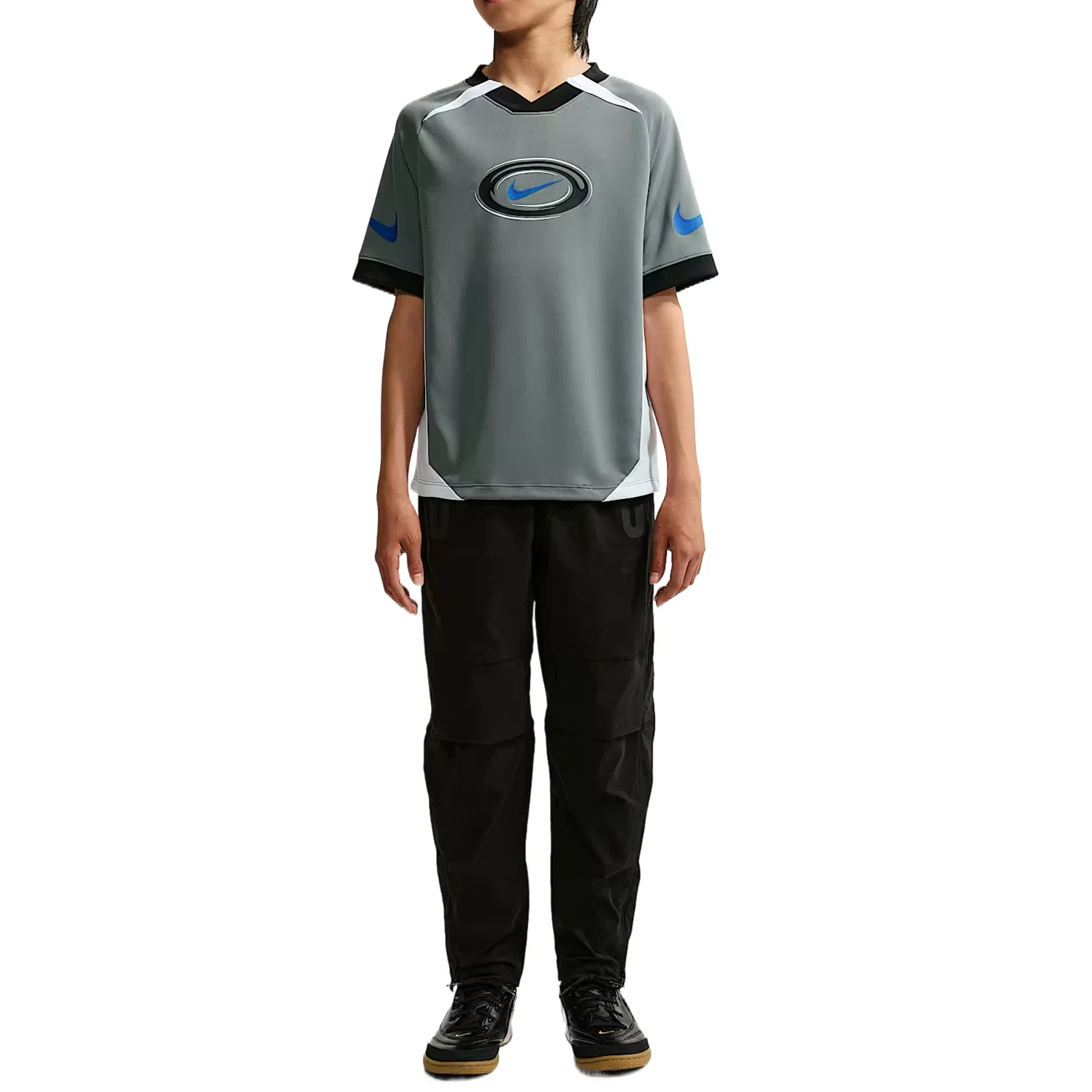 Футболка Nike Kids T-Shirts дымчато-серый/белый/синий — фото 4