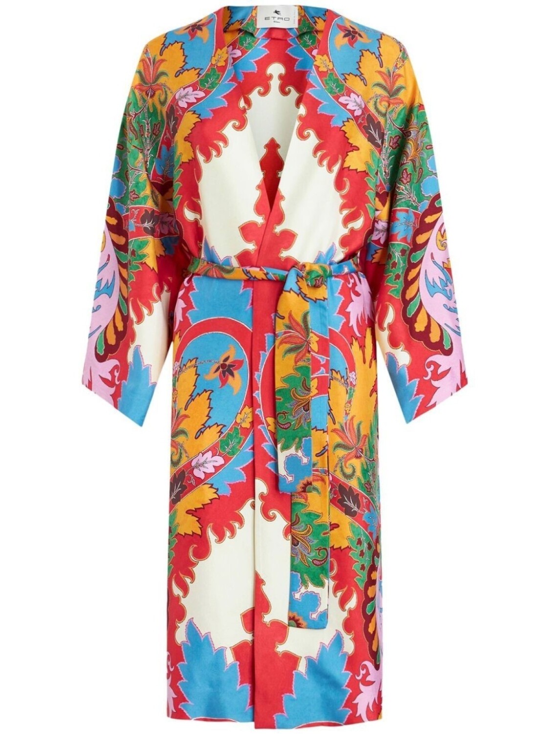

ETRO пальто с поясом и абстрактным узором, белый