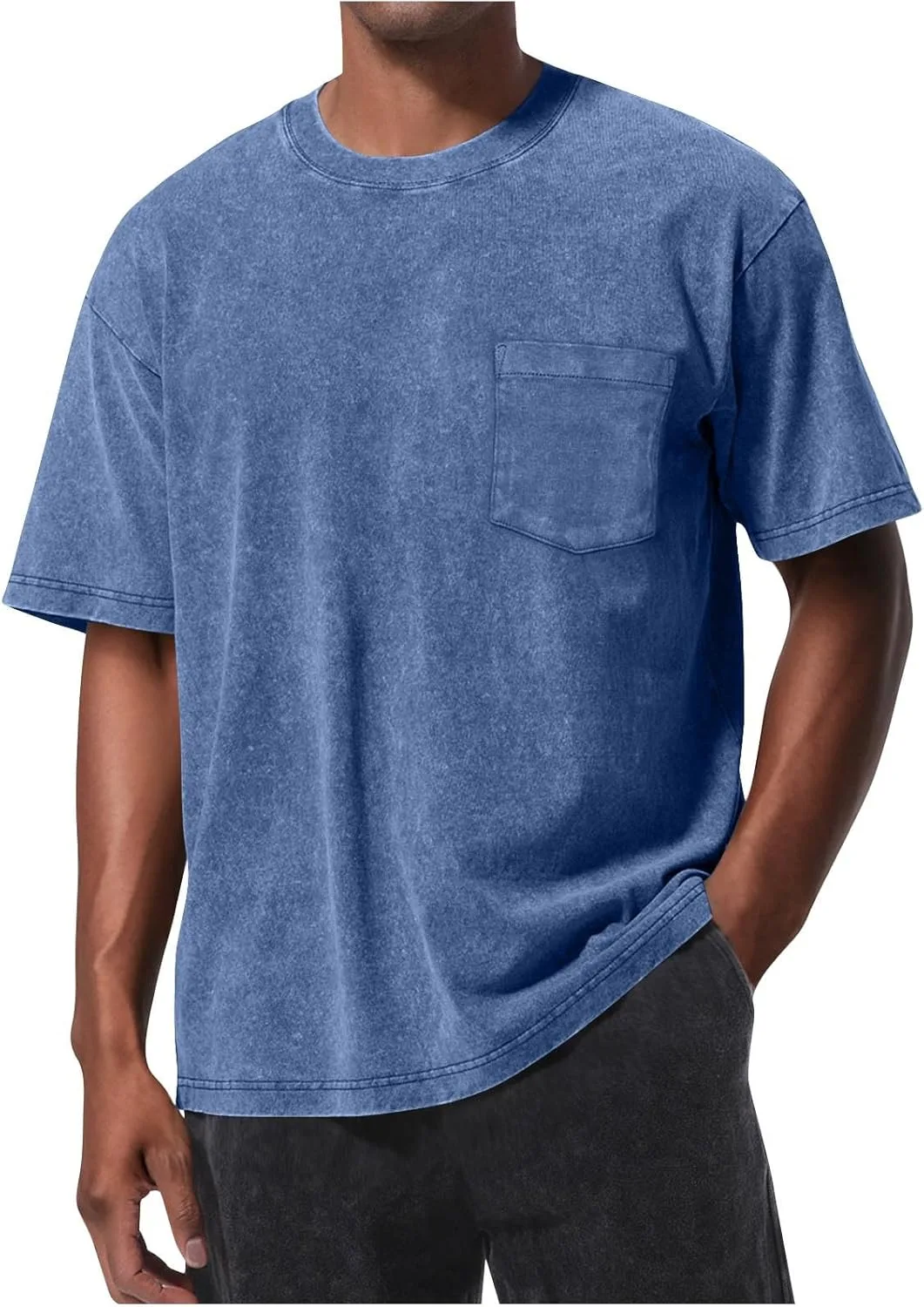 

Мужская футболка Vintage с коротким рукавом и карманом Sdeycui