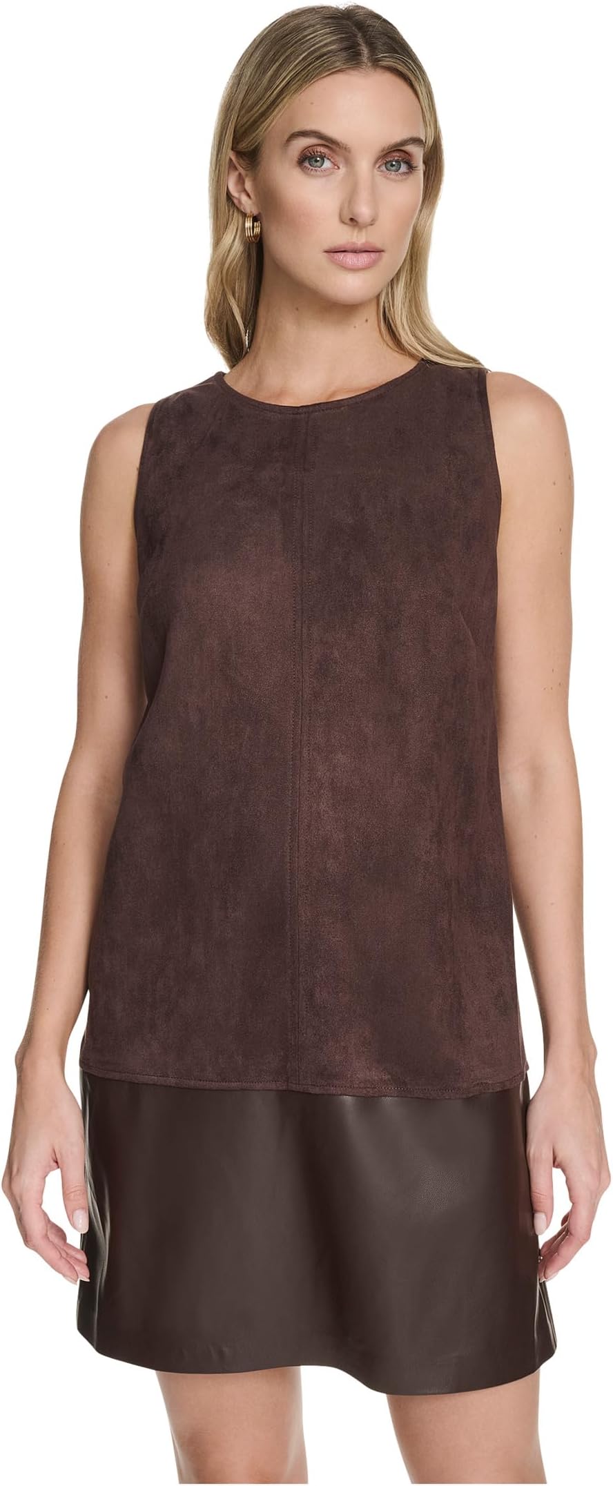 

Женское замшевое платье-халат без рукавов Calvin Klein, Coffee Bean