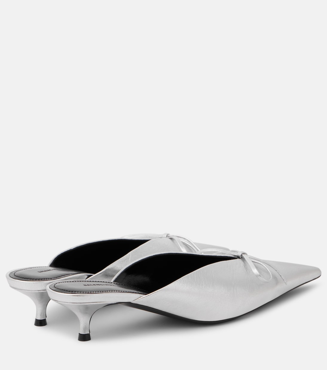Босоножки Bow 40 с металлизированной кожей и ножом Balenciaga, серебряный — фото 2