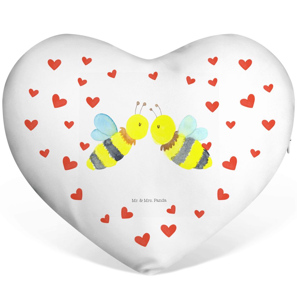 

Подушка Mr. & Mrs. Panda Heart Bee Love — белая — подарок, шмель, оса, декоративная подушка, форма сердца