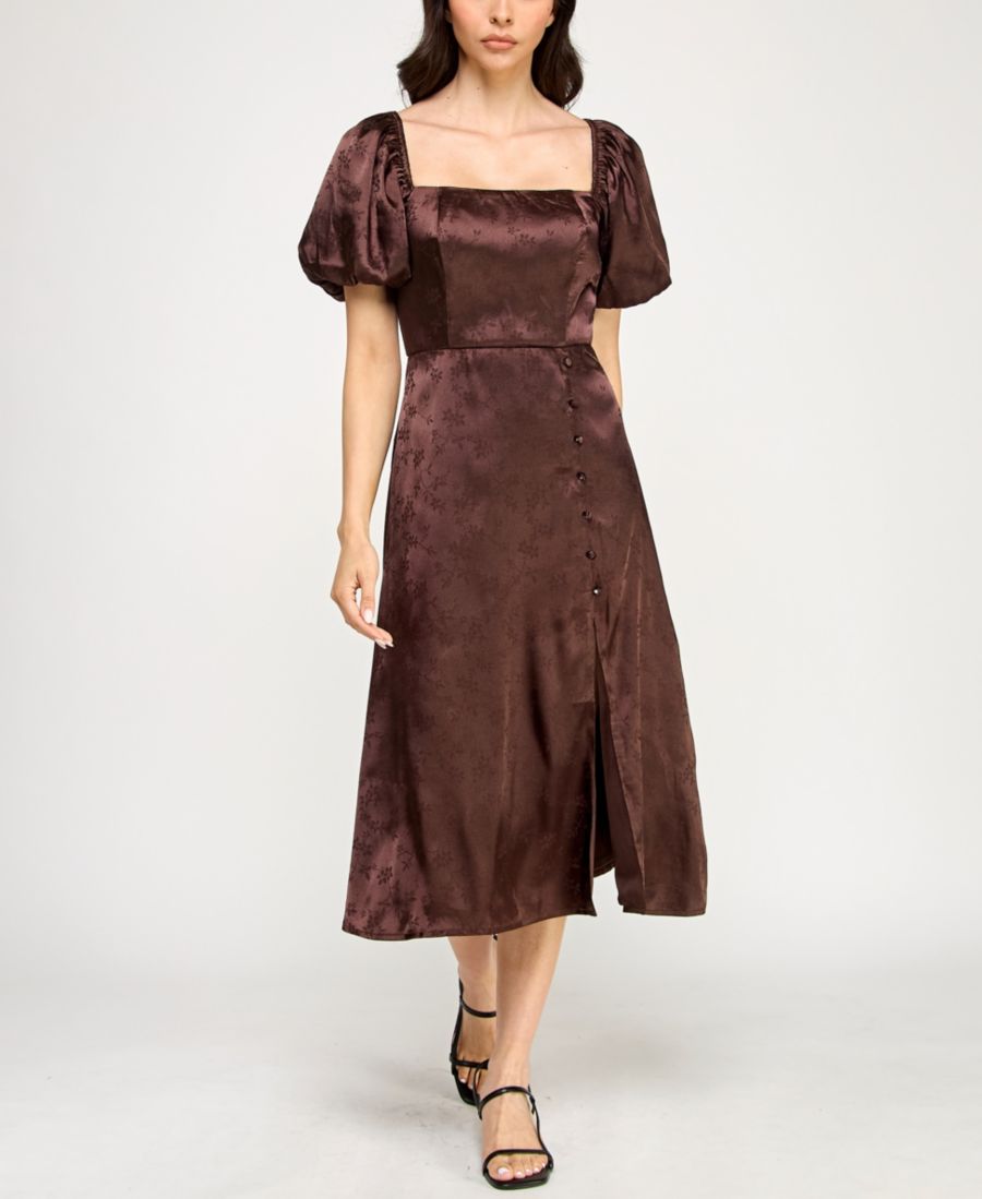 

Детское миди-платье с пышными рукавами и пуговицами Trixxi, Brown