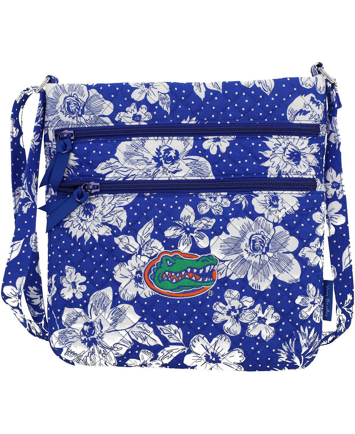 

Женская хипстерская сумка через плечо Florida Gators Rain Garden с тройной молнией Vera Bradley, синий