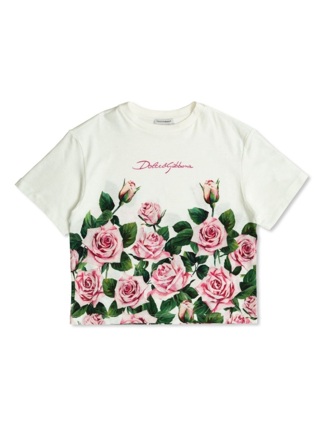 

Футболка с принтом роз Dolce & Gabbana Kids, белый