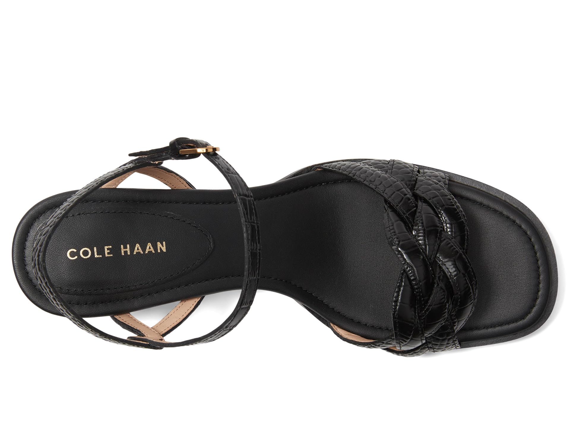 Сандалии Cole Haan Ambrose Braid Sandal, цвет Black Croc Print Leather — фото 2