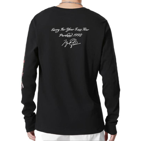 Толстовка Men's Nike Sleeve Side Flowers Logo Printing Round Neck Long Sleeves Black, черный — фото 4