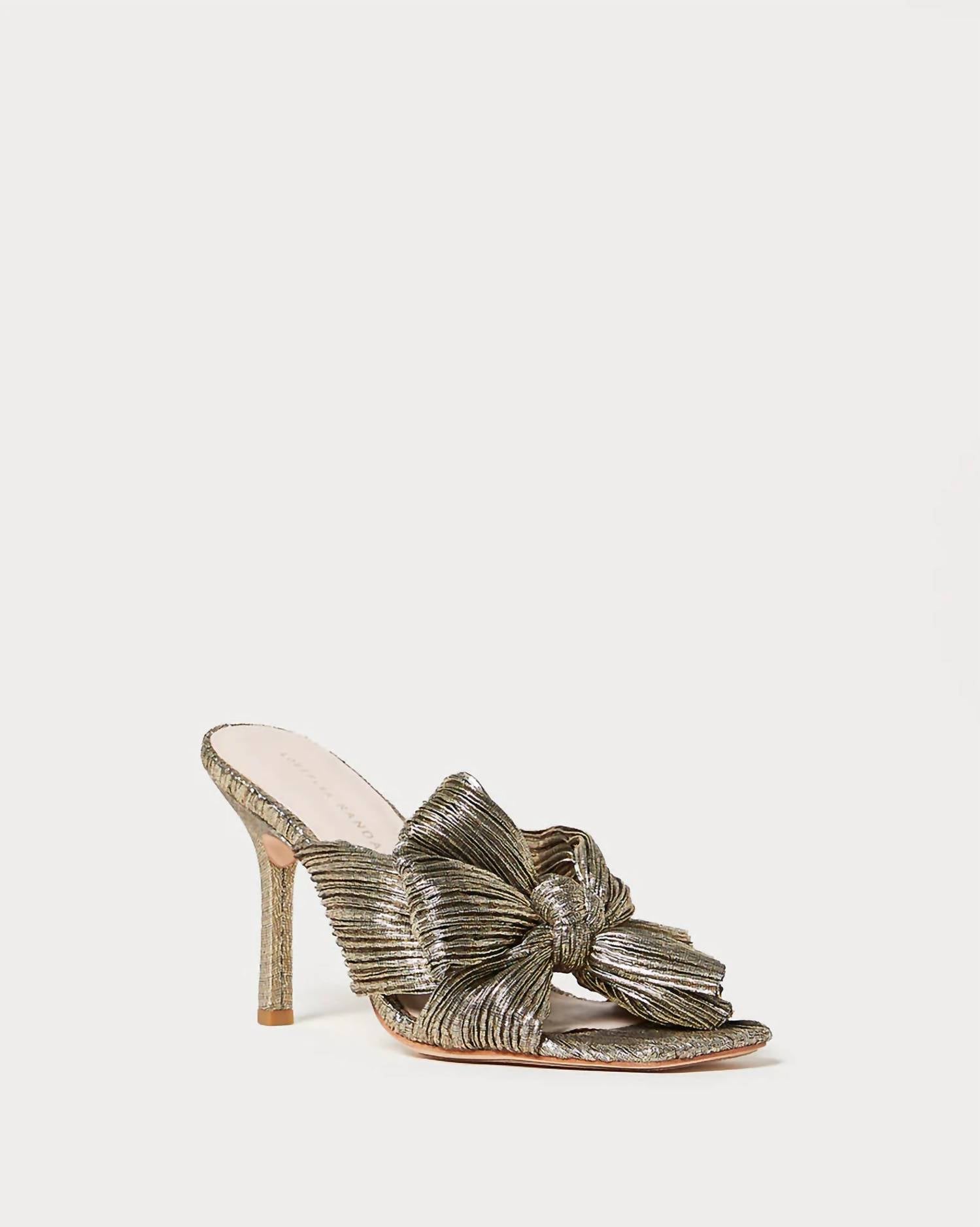 Женские сандалии Claudia с бантом и плиссировкой, золотистого цвета Loeffler Randall, золотой